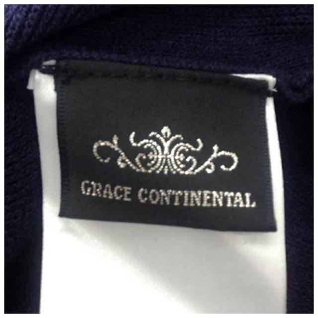 【中古】【送料無料】グレースコンチネンタル GRACE CONTINENTAL フレア袖2WAYニットトップ 半袖 ネイビー レディース サイズ36_3
