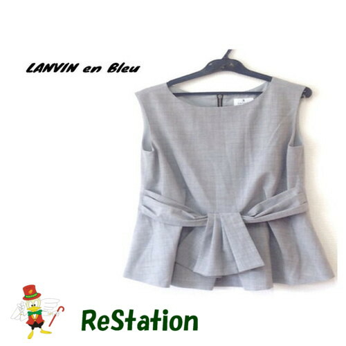 【中古】【送料無料】ランバンオンブルー LANVIN en Bleu ノースリーブ トップス リボン グレー レディース サイズ38