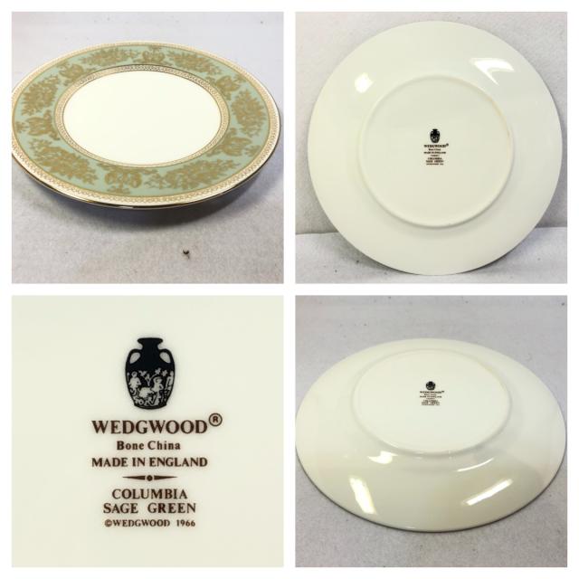 【中古】ウェッジウッド コロンビアセージ グリーン プレート 20.5ｃｍサラダプレート_1
