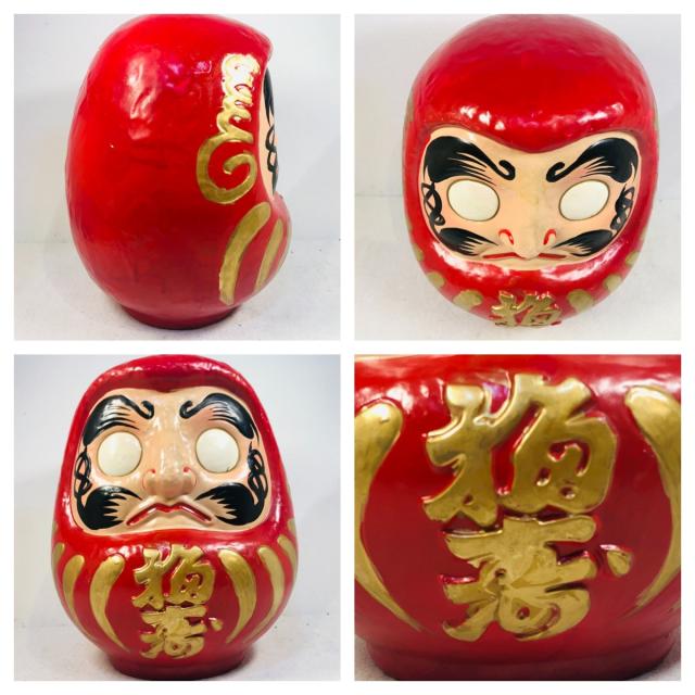 【中古】達磨貯金箱王様印人形置物常滑高31【送料無料】_2