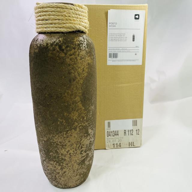 【未使用】LEONARDO (レオナルド)花瓶?陶器ベース2個セット H40cm ブラウン 041344-CN　フラワーベース　2P【送料無料】