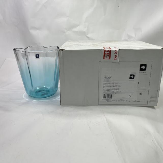 【未使用】レオナルド　4Pキャンドルホルダー高16センチ　ブルー　ガラス　フラワーベース　花瓶　4個セット【送料無料】_1