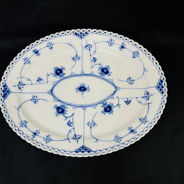 【中古】ブルーフルーテッド フルレース オーバルディッシュ1017231 36cm【送料無料】