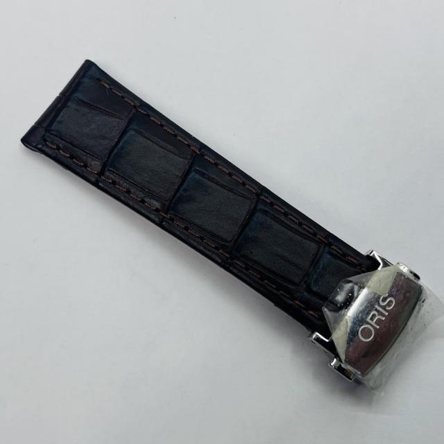 【未使用品】【送料無料】オリス純正レザーベルト0751980クロコ革バックル付き片側だけ※メール便でお送りします【代引き不可】