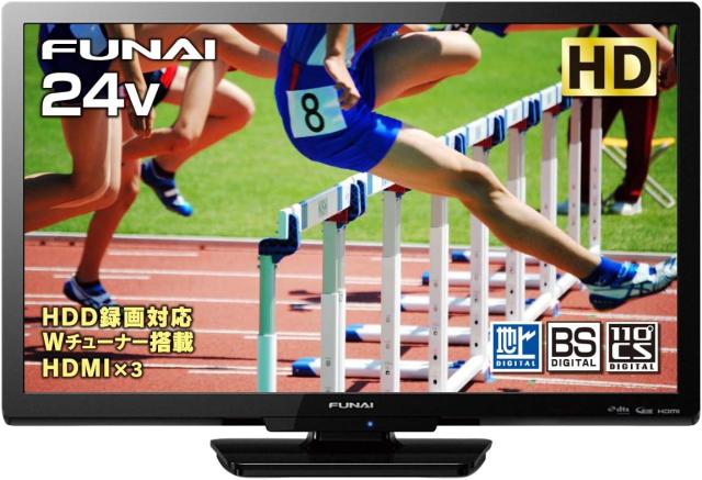 【動作確認済】【中古】本体・リモコンのみ フナイ 24型 液晶テレビ FL-24H1010 ブラック系 2021年製