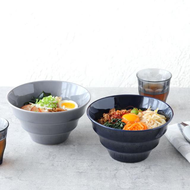 ラーメンどんぶり 軽量 19cm カラーボーダー 美濃焼丼ぶり
