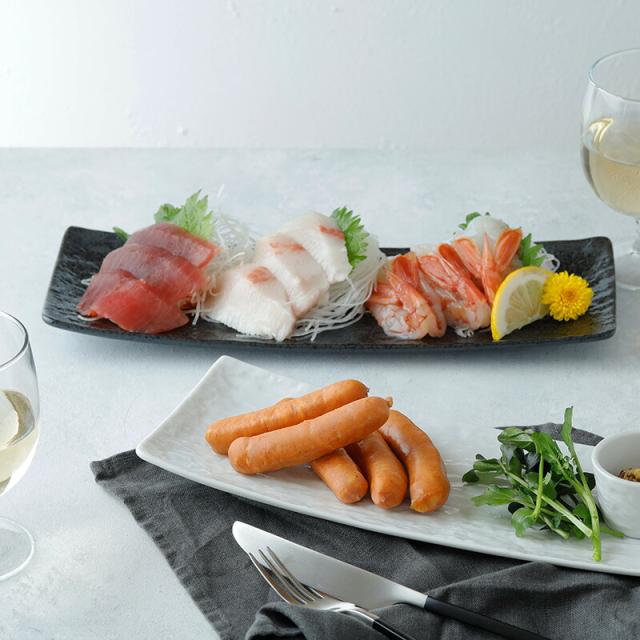 細角皿 30.5cm スレート調 ブラック角皿 長角皿 長皿 焼き魚皿