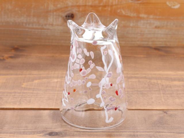 足付グラス 340cc 珊瑚 ピンク 手吹きガラス 箱入り