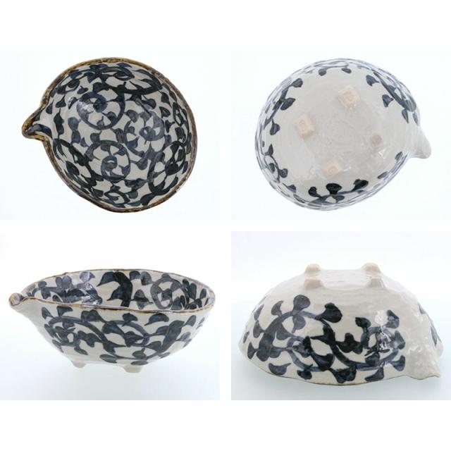 片口大鉢 24.5cm 手書き染付タコ唐草 陶器 たこ唐草 和柄 おしゃれ