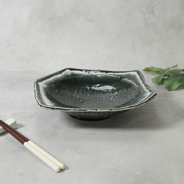 大鉢 24cm 黒部 ちぎり型 和食器 和食器ボウル 鉢 お皿 皿 食器 大鉢 盛り鉢 盛り皿 煮物鉢 サラダボウル 麺鉢 丼ぶり どんぶり 個性的 器 おしゃれ 和モダン シンプル シック 大鉢