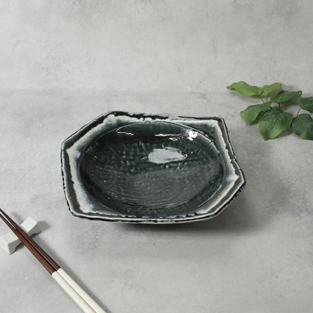 大鉢 24cm 黒部 ちぎり型 和食器 和食器ボウル 鉢 お皿 皿 食器 大鉢 盛り鉢 盛り皿 煮物鉢 サラダボウル 麺鉢 丼ぶり どんぶり 個性的 器 おしゃれ 和モダン シンプル シック 大鉢