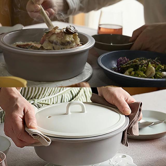 軽量土鍋 9号 3〜4人用 COCOON 食洗機・直火可 鍋 和鍋 日本製食器 和食器 鍋料理用器 ご飯炊き 炊き込みご飯対応 浅型鍋 軽い鍋 食卓用鍋 シンプルデザイン 和モダン 食卓コーディネート 調理兼用器 和風テーブルウェア_4