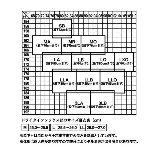 ダイワ DD-4000V35 ダイワドライタイツ（ソックス先割）ブラック ＭＢ