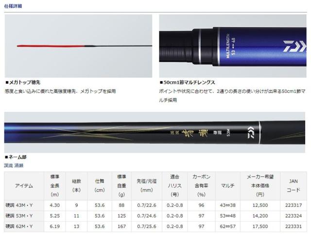 ダイワ 渓流 清瀬 硬調 43M・Y / 渓流竿 渓流釣り 小継