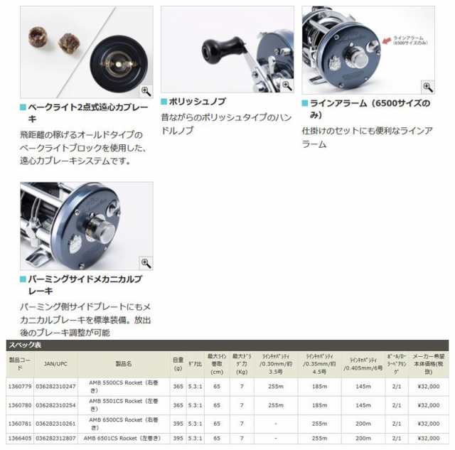 アブ AMB.6500CS Rocket（右ハンドル） / アブガルシア リール アンバサダー 【釣具 釣り具】の通販はau PAY マーケット -  釣具のFTO フィッシングタックルオンライン | au PAY マーケット－通販サイト