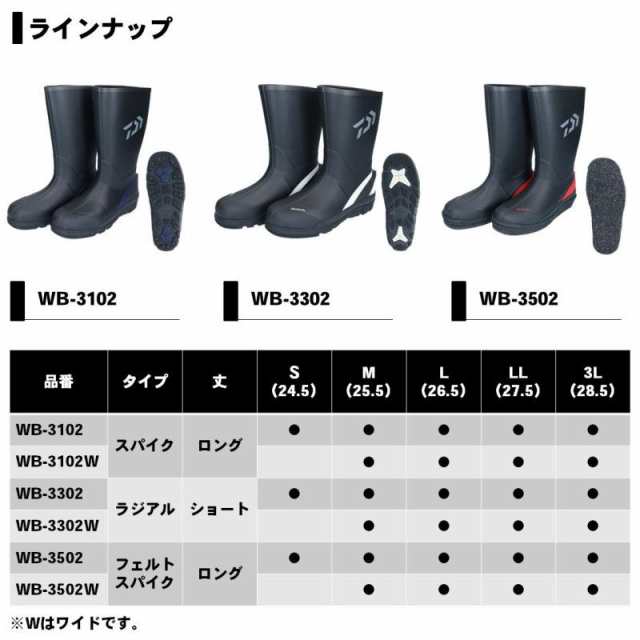 ダイワ(DAIWA) 防寒ブーツ ウォームアップブーツ(ラジアルソール) ブラック M WB-3302W 釣り用長靴 通販 