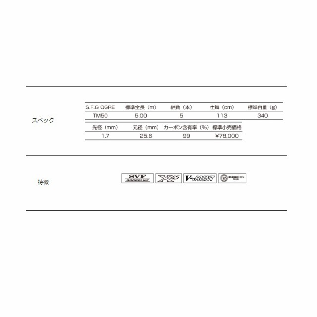 釣武者 S・F・G オウガ TM50の通販はau PAY マーケット - 釣具のFTO