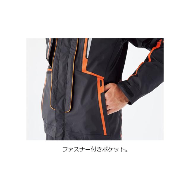 がまかつ GM-3530 フィッシングレインスーツ ブラック/オレンジ S　　【釣具　釣り具】_3
