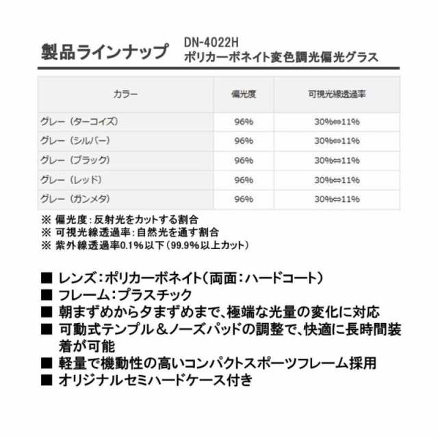 ダイワ(DAIWA) ポリカーボネイト変色調光偏光グラス DN-4022H 各種