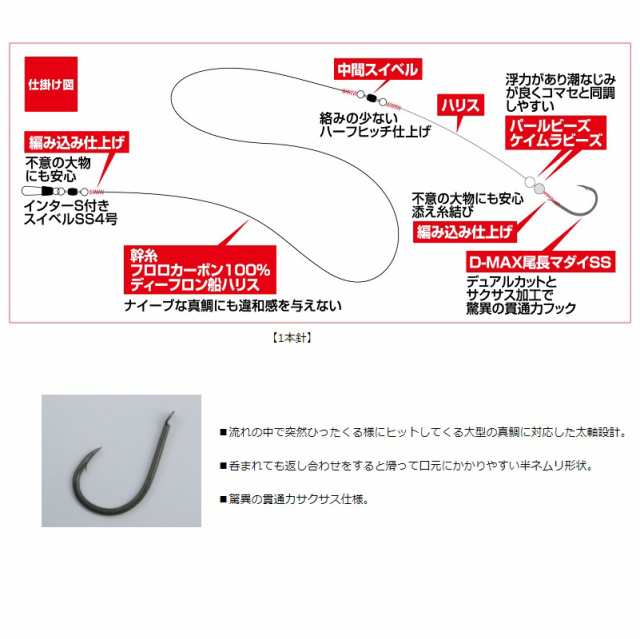 ダイワ(DAIWA) 快適マダイ テーパー仕掛 SS S 2本鈎仕様 10号-4号-7号