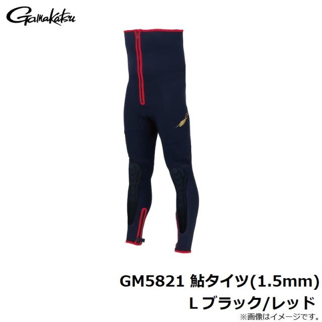 がまかつ GM5821 鮎タイツ(1.5mm) L ブラック/レッド　　【釣具　釣り具】