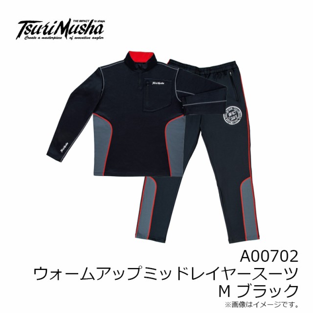 釣武者 A00702 ウォームアップミッドレイヤースーツ M ブラック　【釣具　釣り具】