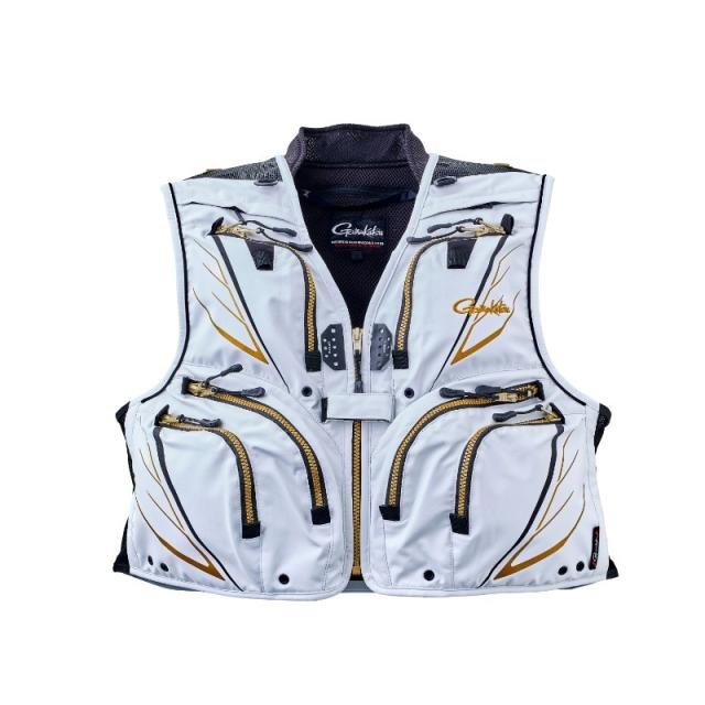 がまかつ GM2327 ハーフメッシュベスト 3L ホワイト　【釣具　釣り具】