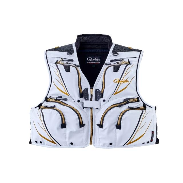 がまかつ GM2328 ショートハーフメッシュベスト LL ホワイト　【釣具　釣り具】