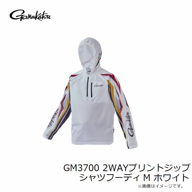 がまかつ GM3700 2WAYプリントジップシャツフーディ M ホワイト　【釣具　釣り具】