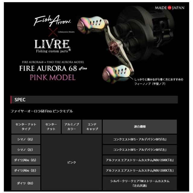 フィッシュアロー ファイヤーオーロラ68フィーノ ピンクモデル ダイワ/Abu(右) チタン/ピンク　【釣具　釣り具】_3