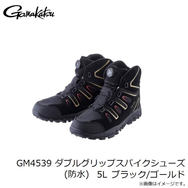 がまかつ GM4539 ダブルグリップスパイクシューズ(防水) 5L ブラック/ゴールド　【釣具　釣り具】_2