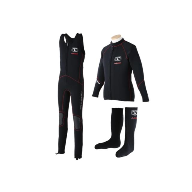 オレンジブルー MZWS-320 mazume×AIMS ウェットスーツ 3点セット M ブラック　【釣具　釣り具】