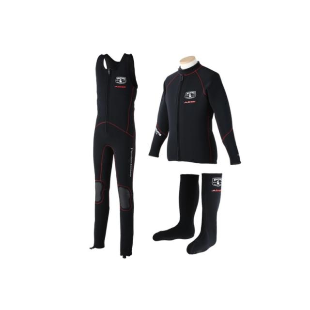 オレンジブルー MZWS-320 mazume×AIMS ウェットスーツ 3点セット LL ブラック　【釣具　釣り具】