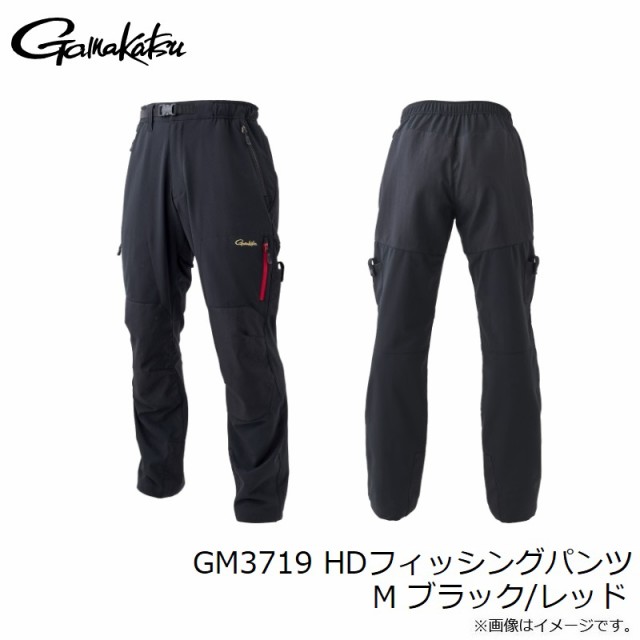 がまかつ GM3719 HDフィッシングパンツ M ブラック/レッド　【釣具　釣り具】