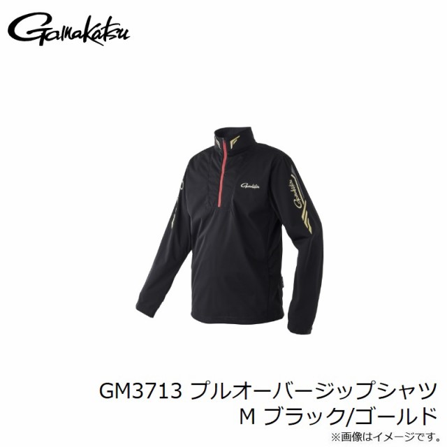 がまかつ GM3713 プルオーバージップシャツ M ブラック/ゴールド　【釣具　釣り具】