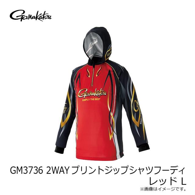 がまかつ フィッシング用ジップシャツ Lサイズ ブラック/レッド がまかつ フィッシング用ジップシャツ Lサイズ ブラック/レッド