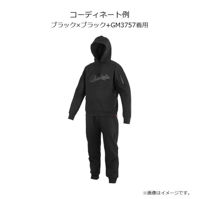 がまかつ GM3755 フーデッドスウェットシャツ ブラック/ブラック LL