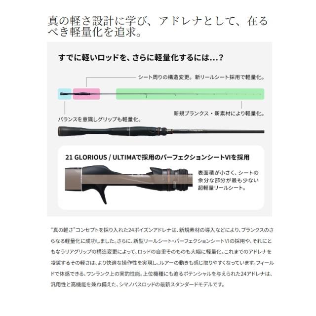 ポイズンアドレナ276M-2 Amazon | シマノ(SHIMANO) バスロッド 24ポイズンアドレナ 276M