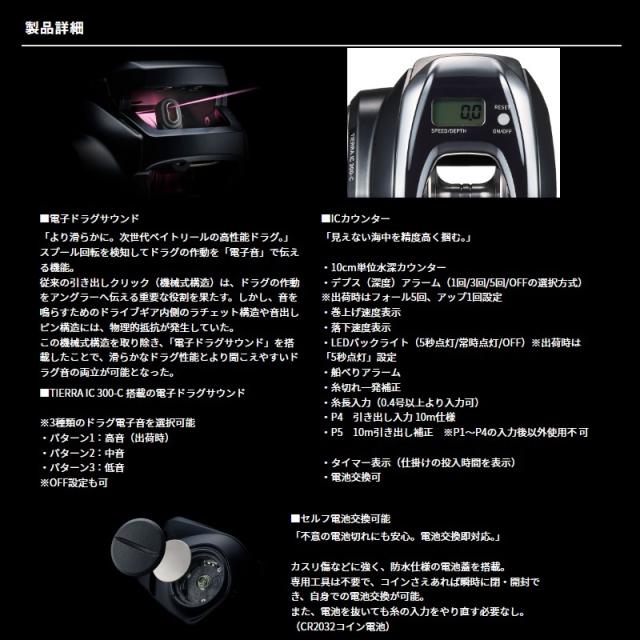 ダイワ 25ティエラ IC 300-C　/ 船 カウンター リール 右巻_4