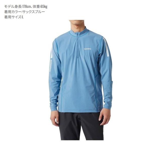 シマノ ウォーターリペル ハーフジップシャツ ロングスリーブ SH-040X ライトグレー Lサイズ (SP) | [シマノ] ウォーターリペル ハーフジップシャツ ロング
