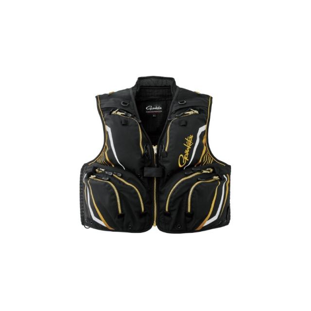 がまかつ GM2331 ハーフメッシュベスト ブラック/ゴールド 5L