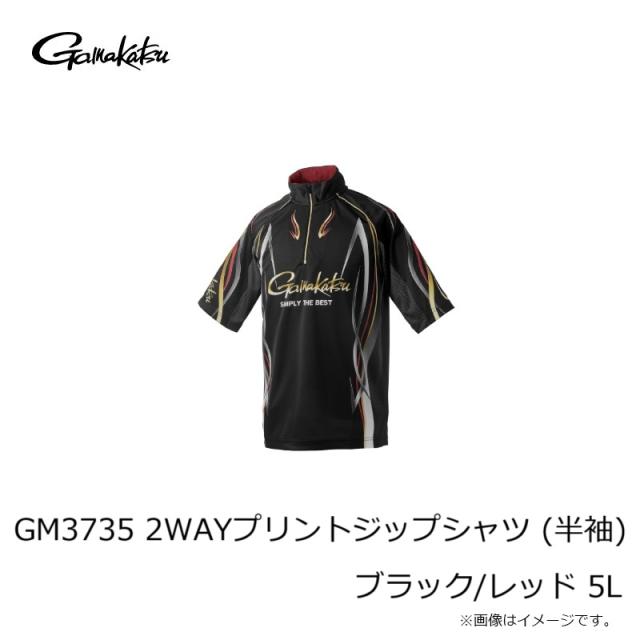 がまかつ GM3735 2WAYプリントジップシャツ (半袖) ブラック/レッド 5L_2