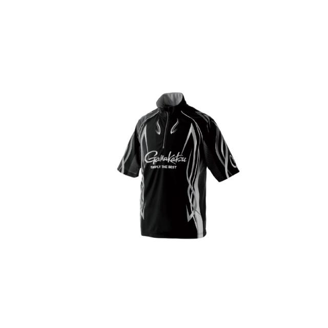 がまかつ GM3735 2WAYプリントジップシャツ (半袖) ブラック/シルバー M