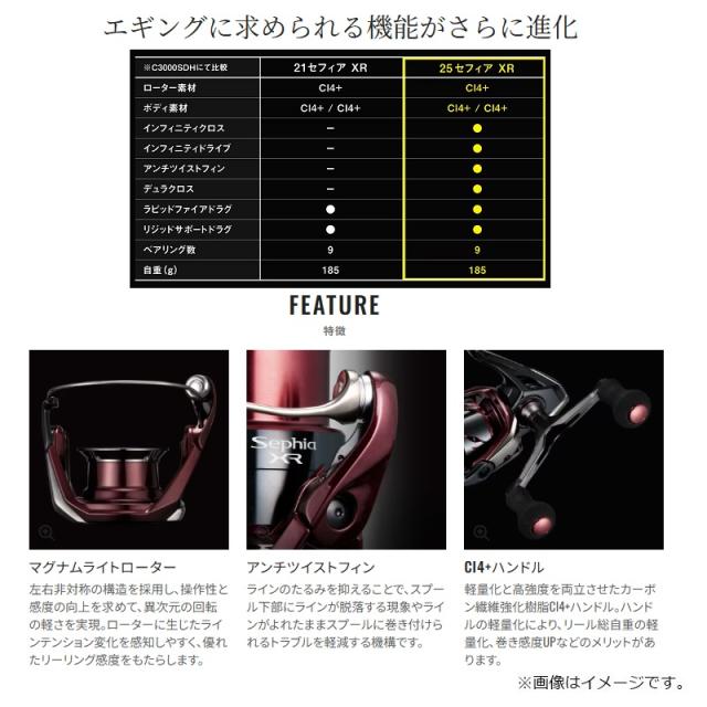 シマノ 25セフィアXR C2000S　/ エギング リール　2025年9月発売予定_7