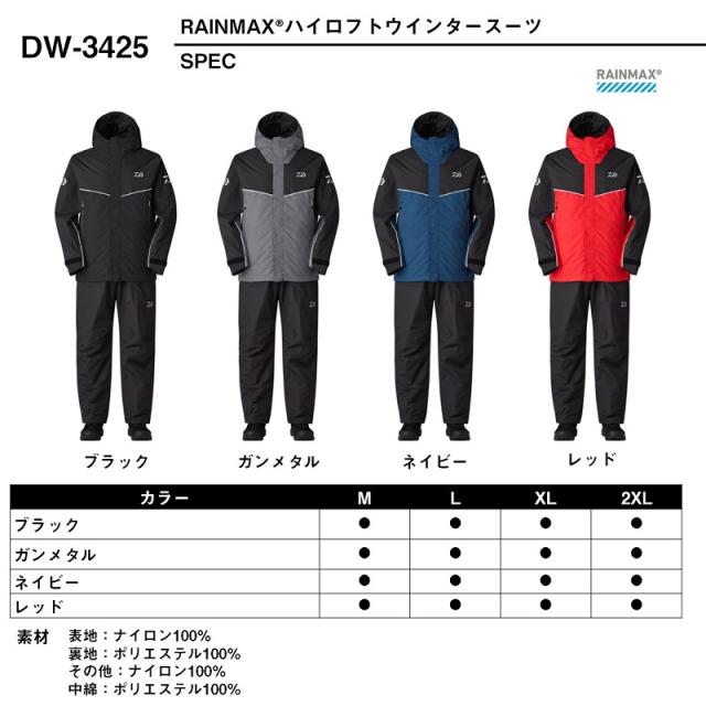 ダイワ DW-3425 RAINMAX ハイロフトウインタースーツ ネイビー L【釣り