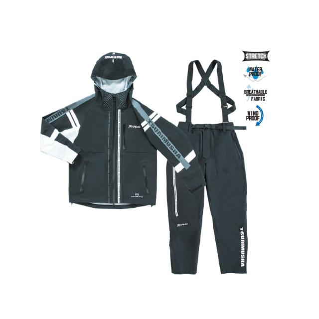 釣武者 A01503 テクニカルアーム 3レイヤーレインスーツ グレー L