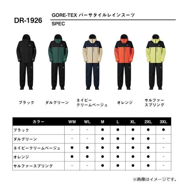 ダイワ DR-1926 GORE-TEX バーサタイルレインスーツ ダルグリーン Mの