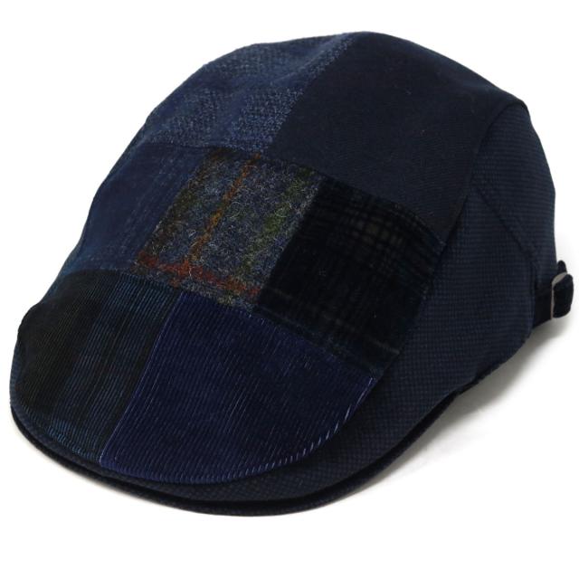 メンズ 帽子 秋冬 ハンチング パッチワーク コーデュロイ チェック 柄 パッチワーク ウール STETSON ツイード ステットソン ブランド 57cm 59cm 61cm / 紺 ネイビー 茶 ブラウン［ ivy cap ］stetson 帽子通販 送料無料 ギフト プレゼント 40代 50代 60代 ファッション_1
