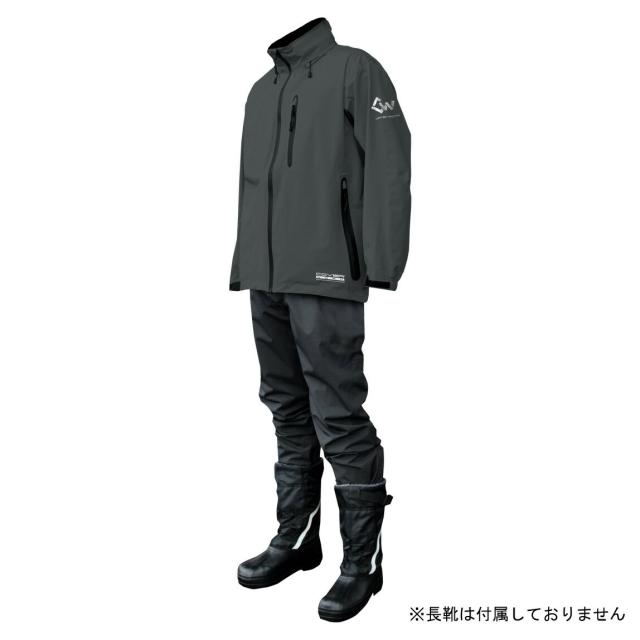 カヴァーワーク レインウェア ストレッチ Mサイズ チャコールグレー アクロスレイン 雨具 上下 AG-8000