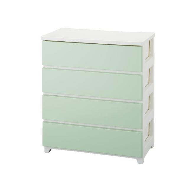 JEJ カラースタイルチェスト ワイド4段 ホワイトグリーン 403078 【メーカー直送・代引不可・置配不可】 14,369円